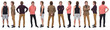 © Curto - rear, front and side view of the same man with different outfits on white background