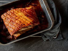 Roast Pork Belly On A Baking Sheet 