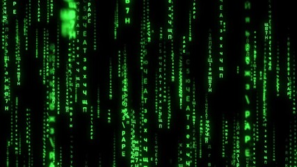 green code rain cyrillic loop