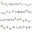 Seamless pattern of Christmas lights with lettering.