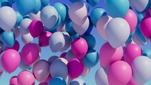 Colorful Balloons Rising Into The In The Air. Transition With Matte