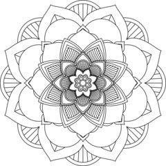 Easy Mandala coloring book simple and basic for beginners, seniors and children. Set of Mehndi flower pattern for Henna drawing and tattoo. Decoration in ethnic oriental, Indian style.