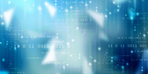 2d illustration abstract digital binary data on computer screen