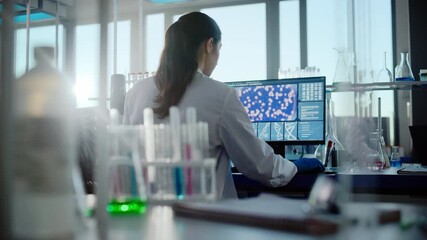 Wall Mural - medical science laboratory with diverse team of professional biotechnology scientists developing dru