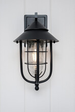 Outdoor Electric Wall Sconce With Etched Seedy Glass