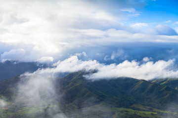 Dominican mountain landscape with cloudy sky