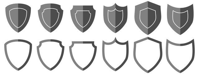 Set of vector shields. Security patches isolated on white background. Vector illustration EPS 10