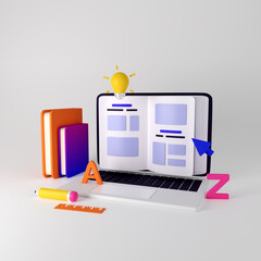 Wall Mural - concept for online education, home study, distance education and online courses. 3d render