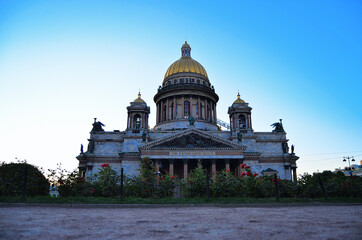 Wall Mural - Isaac's Cathedral against the background of the sunset sky. Russia Saint Petersburg 08/17/2020