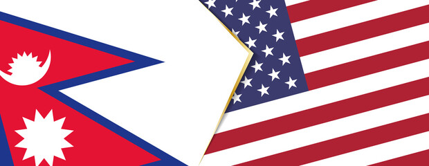 Wall Mural - Nepal and USA flags, two vector flags.