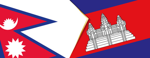 Canvas Print - Nepal and Cambodia flags, two vector flags.