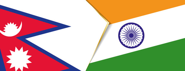 Wall Mural - Nepal and India flags, two vector flags.