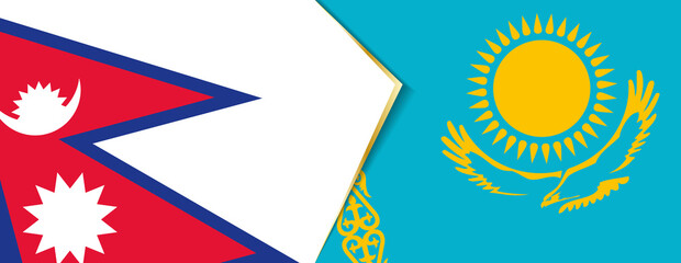 Wall Mural - Nepal and Kazakhstan flags, two vector flags.