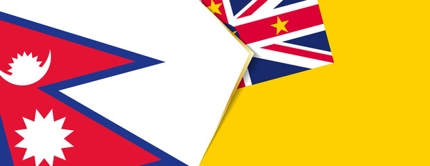 Canvas Print - Nepal and Niue flags, two vector flags.