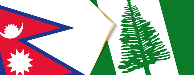 Canvas Print - Nepal and Norfolk Island flags, two vector flags.