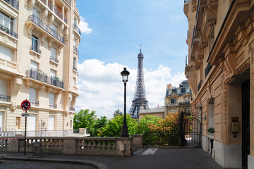 Wall Mural - eiffel tour and paris street