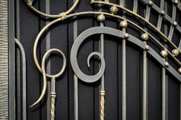 Wall Mural - Beautiful decorative forged elements of a metal gate