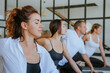 © lithiumphoto - Yoga class of young people group indoor