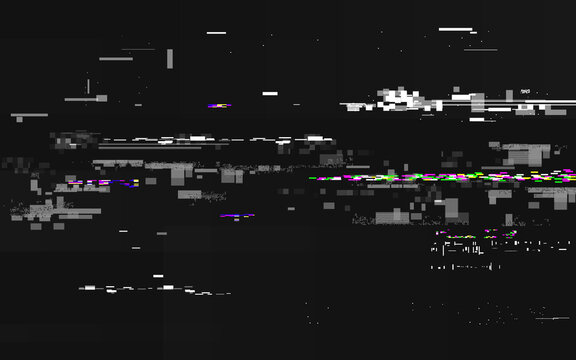 Fototapete - Glitch no signal. Abstract digital distortion. VHS noise backdrop with horizontal lines. Video error and color pixels. Glitch TV screen with overlay effect. Vector illustration