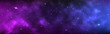 Space background wide. Realistic cosmos with shining stars. Long banner with starry milky way. Magic stardust galaxy. Color universe and purple nebula. Vector illustration