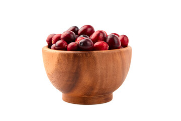 Wall Mural - Cranberries in wooden bowl isolated on white