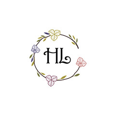 Initial HL Handwriting, Wedding Monogram Logo Design, Modern Minimalistic and Floral templates for Invitation cards	