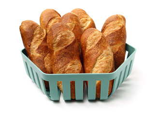 Sticker - crusty mini baguettes on a white background