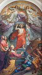 Papier Peint - VIENNA, AUSTIRA - OCTOBER 22, 2020: The fresco of Resurrection in St. John the Nepomuk church by Leopold Schulz (1846).