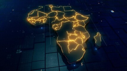 africa map digital background loop 4k