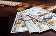 © igorkol_ter - Dollar bills on acoustic guitar. Close up.