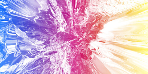 Wall Mural - Abstract Color Liquid Mix Explosion. Vibrant Colour Fluid Warp Background in Yellow, Red, Blue and White Colors. Artistic Abstraction. Inspirational Computer Art Illustration