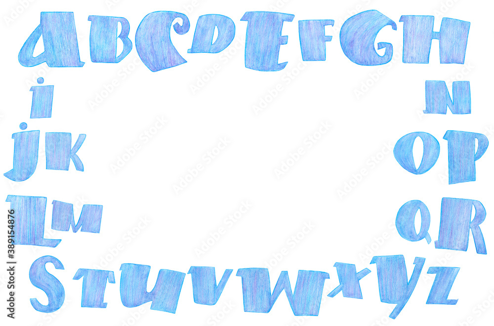 Watercolor Frame Alphabet Clipart Alphabet blue ABC Letters Clipart ...