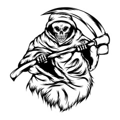 The grim reaper use the big hood and hold scythe