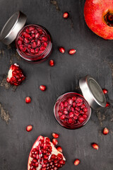 Canvas Print - Slate slab with preserved Pomegranate seeds (selective focus; close-up shot)