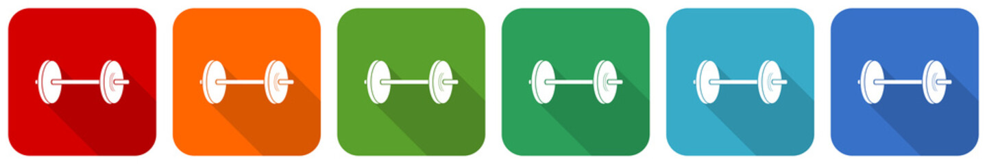 Aufkleber - Fitness icon set, flat design vector illustration in 6 colors options for webdesign and mobile applications