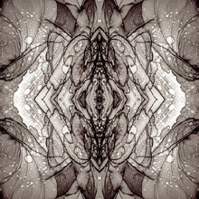 Seamless Smoke. Grey Kaleidoscope Isolated. Gray Graphic Tile. Brown Leaf Kaleidoscope. Stained Glass Light. Black Alcohol Inks Watercolor.