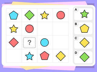 Wall Mural - Practice Questions Worksheet for Education and IQ Test [Answer is B]
