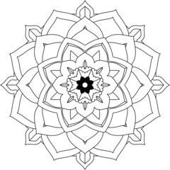 Easy Mandala coloring book simple and basic for beginners, seniors and children. Set of Mehndi flower pattern for Henna drawing and tattoo. Decoration in ethnic oriental, Indian style.