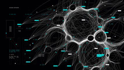 digital visualization of data flow and formation of neural networks, database processing