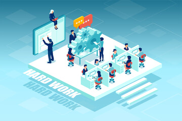 Wall Mural - vector of business people, employee in siting in suits working in the corporate office.