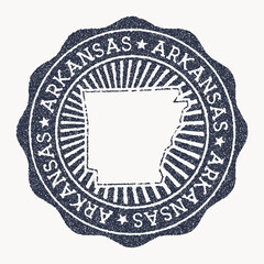 Wall Mural - Arkansas stamp. Travel rubber stamp with the name and map of us state, vector illustration. Can be used as insignia, logotype, label, sticker or badge of the Arkansas.