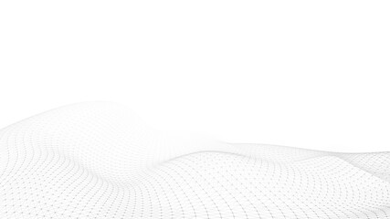 Wall Mural - abstract white wave background with dots and lines moving in space. technology illustration. futuris