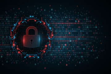 electronic circuit board lock. abstract binary software programming code background. hight technolog