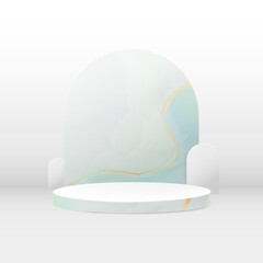 Poster - 3D podium composition. Abstract minimal geometric background. Marble texture. Space for your design. Vector illustration