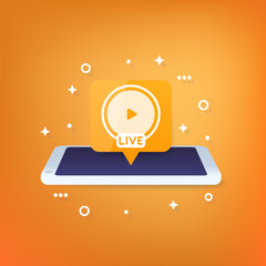 Wall Mural - Live stream vector icon with a phone