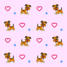 Pattern Love Cute Brown Dog Vector