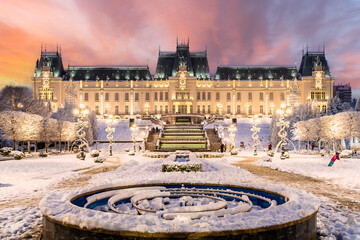 Wall Mural - Winter landscape in Iasi at Christmas time, Romania