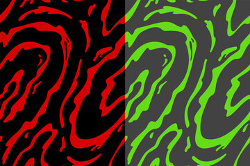 Fototapete - Set of Creepy Vector Seamless Patterns. Abstract Background for Halloween Party or Slime Shop. Swirl Splashes Texture.