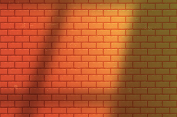 Aufkleber - Red Brick Wall with Gradient Shadow from Window. Realistic Vector Illustraction. Abstract Background