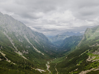 Aerial view of Tatras mountains in Zakopane, Poland